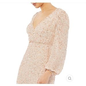Mac Duggal blousend sleeve  sequined midi dress